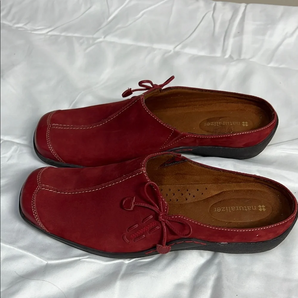 Naturalizer Red Suede Loafers with Square Toe - Picture 3 of 6